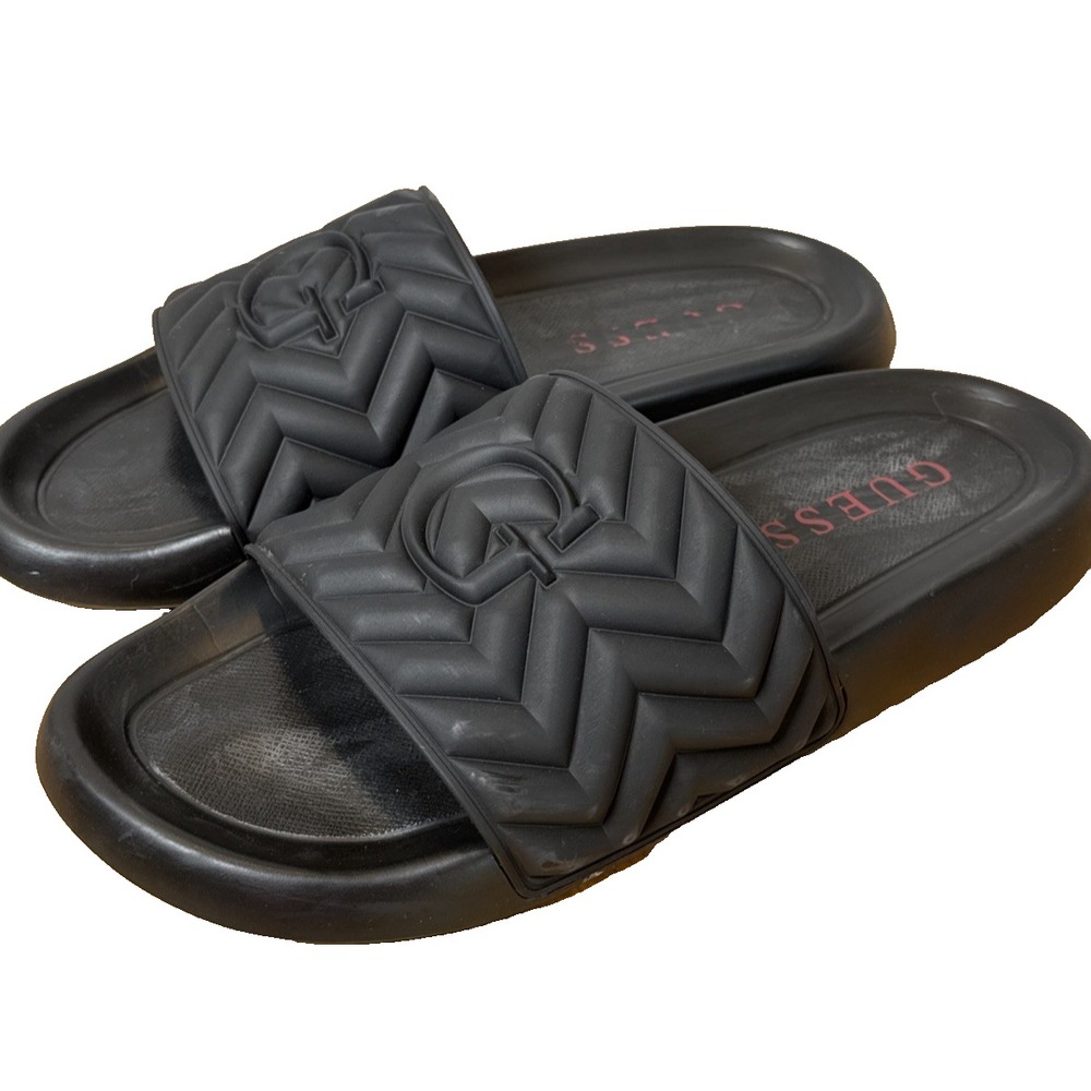 Men's Sz 12 Guess Slip On Black‎ Sandles